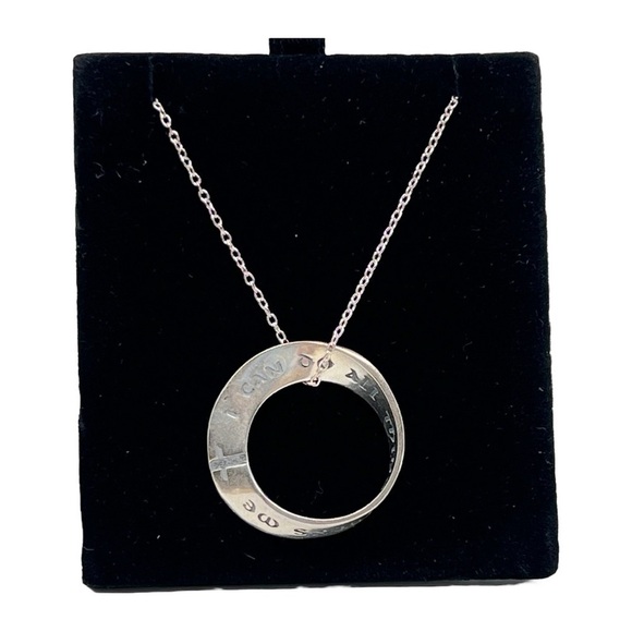 Mobius Necklace, I Can Do All Things, Sterling Silver - Picture 1 of 7
